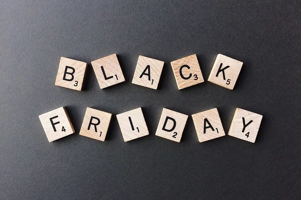 Black Friday and Cyber Monday with Scrabble tiles spelling out Black Friday